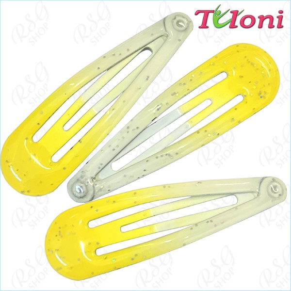 3 x Haarspangen Tuloni bi-col. Yellow-White Art. BBJ-001-06-3