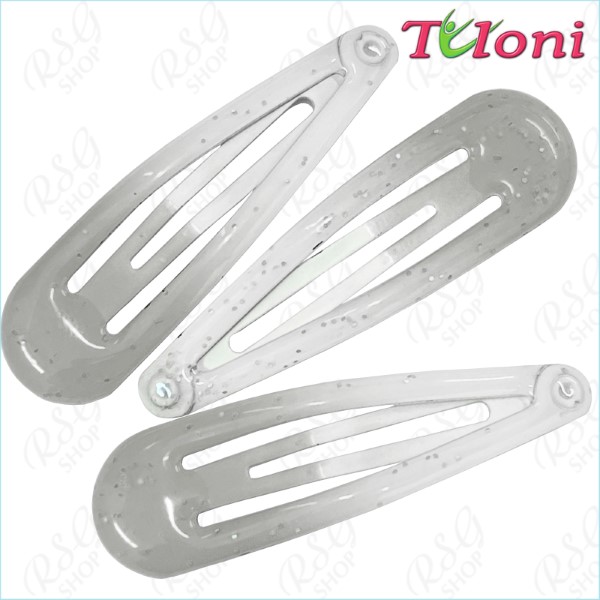 3 x Haarspangen Tuloni bi-col. Grey-White Art. BBJ-001-10-3