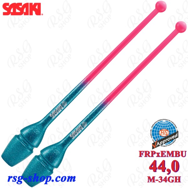 Булавы Sasaki M-34GH FRPxEMBU 44cm FIG col. FreshPink x EmeraldBlue