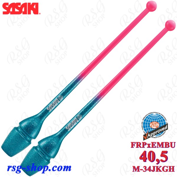 Булавы Sasaki M-34JKGH FRPxEMBU 41cm FIG col. FreshPink x EmeraldBlue