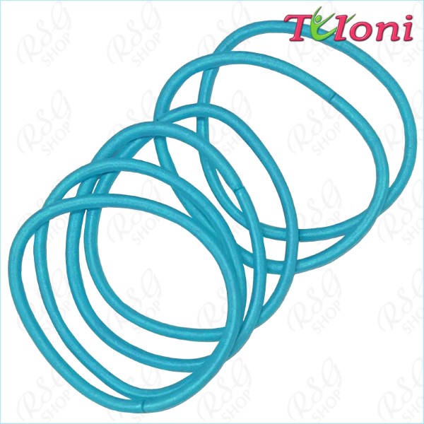 6 x Haargummis Tuloni 3mm * 5cm col. Aquamarine Art. EHT-001-07-6