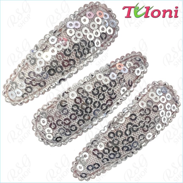 3 x Haarspangen Tuloni 5cm Sequins col. Silver Art. HBA202007-18-3