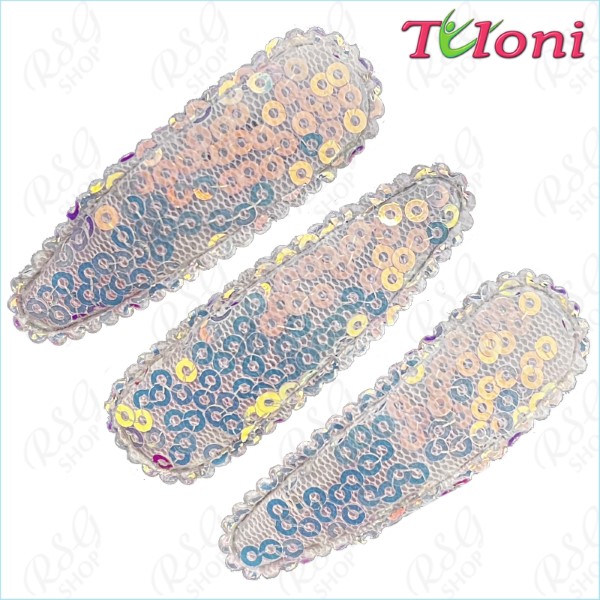 3 x Haarspangen Tuloni 5cm Sequins col. White Art. HBA202007-23-3