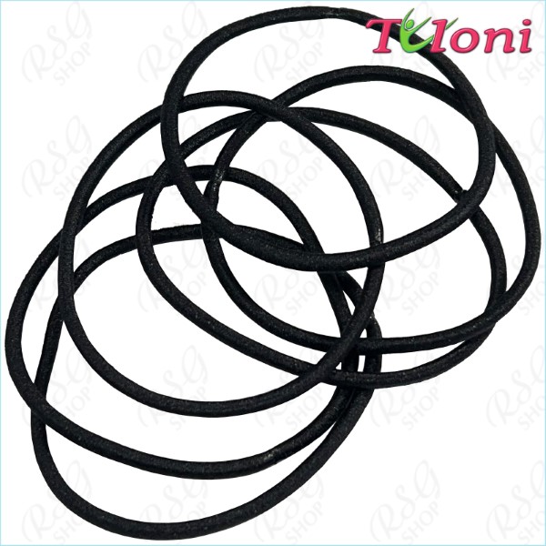 6 x Haargummis Tuloni 2mm * 4,5cm col. Black Art. HBC202004-30-6