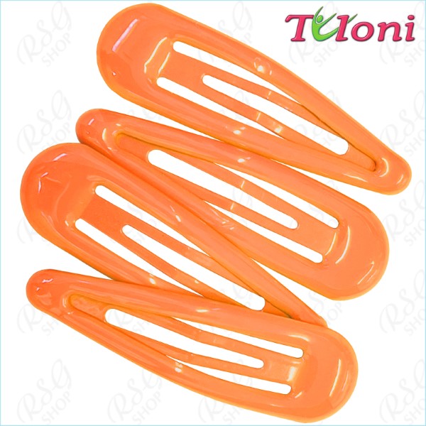 4 x Hair Clips Tuloni 5cm one-col. Light Orange Art. HC001-06-4
