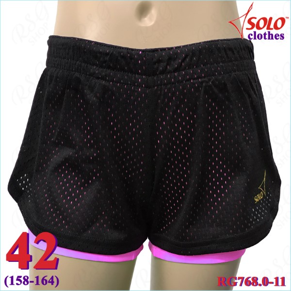 Doppelte Kurzhose Solo Gr. 42 (158-164) Black-Neon Pink RG768.0-11-42
