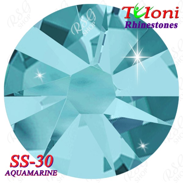 Rhinestones Tuloni SS30 col. Aquamarine 288 mod. Stile HotFix Flat Bac