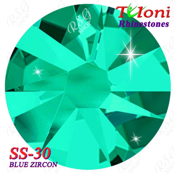 Rhinestones Tuloni SS30 col. Blue Zircon 288 mod. Stile HotFix Flat Bac