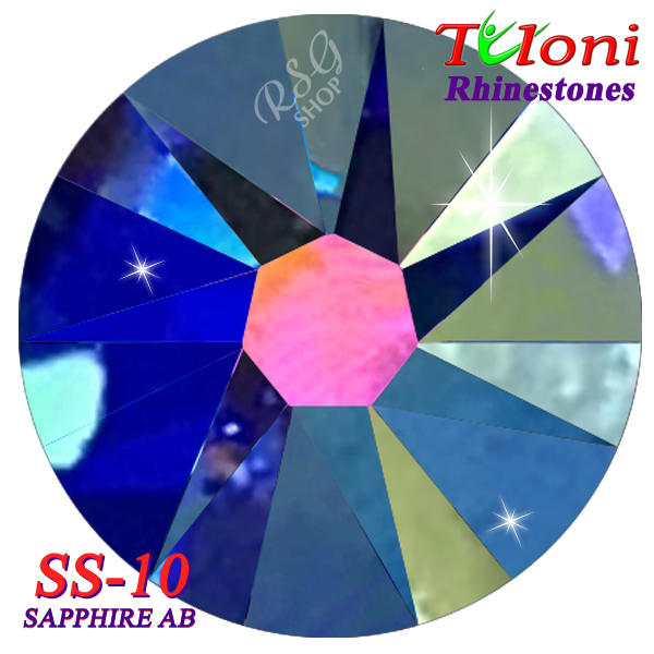 Strass Tuloni SS10 col. Sapphire AB 1440 mod. Basic HotFix Flat Back
