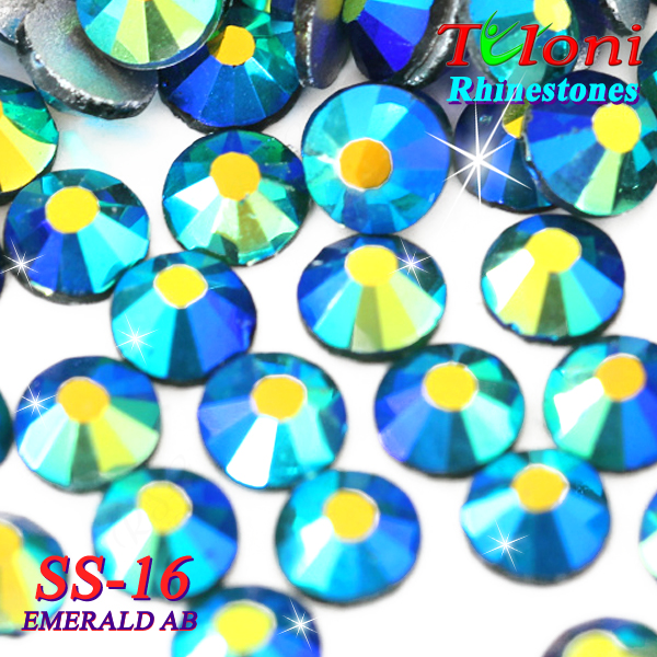 Strass Tuloni SS16 col. Emerald AB 1440 mod. Stile HotFix