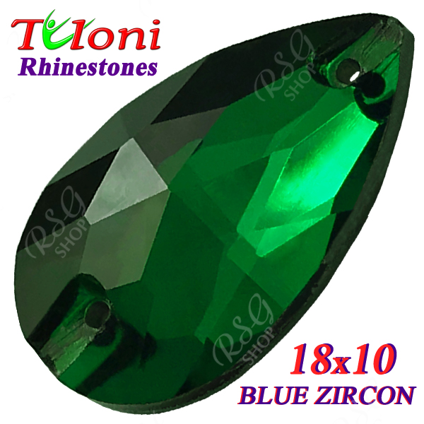 Rhinestones Tuloni 10 pcs Blue Zircon 18x10 Pear Sew-On Flat Back