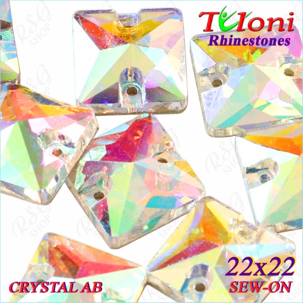 Strass Tuloni 10 pcs Crystal AB 16x16 Square Sew-On Flat Back