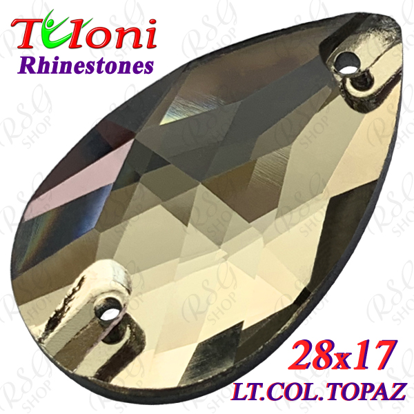 Rhinestones Tuloni 10 pcs Lt.Colorado Topaz 28x17 Pear Sew-On Flat Back