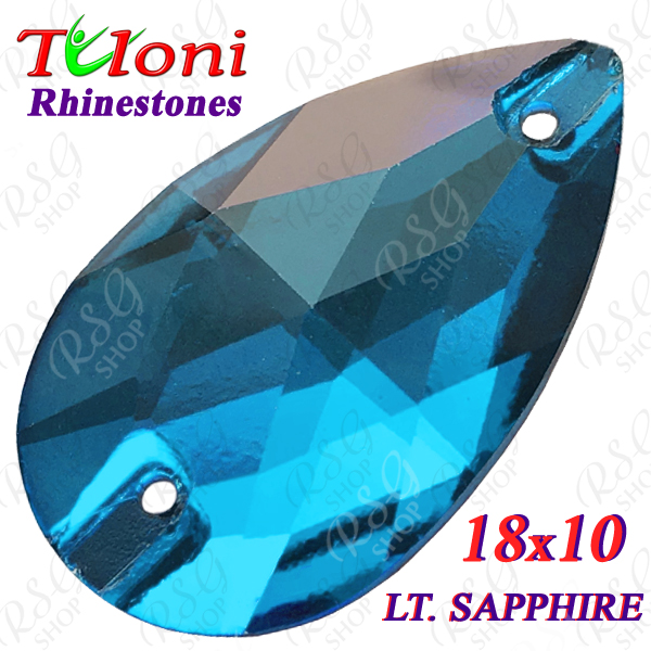 Rhinestones Tuloni 10 pcs Light Sapphire 18x10 Pear Sew-On Flat Back