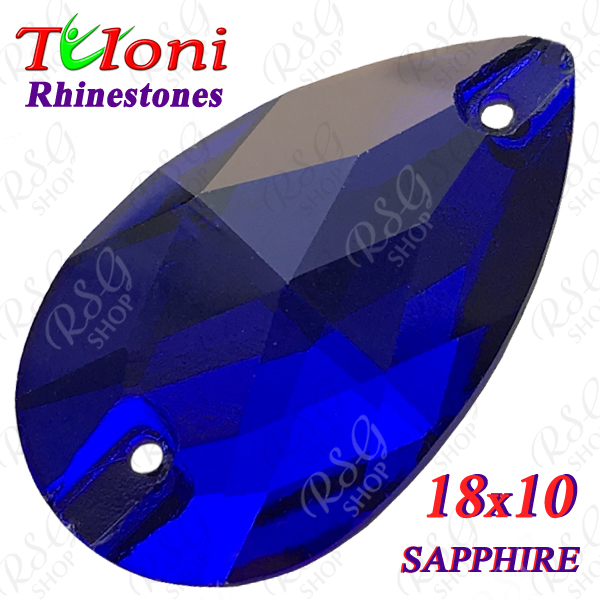 Rhinestones Tuloni 10 pcs Sapphire 18x10 Pear Sew-On Flat Back