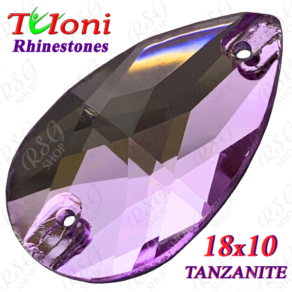 Rhinestones Tuloni 10 pcs Tanzanite 18x10 Pear Sew-On Flat Back