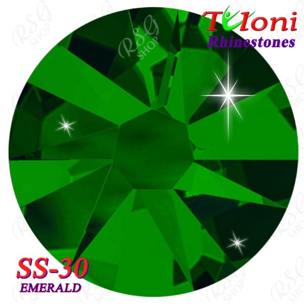 Rhinestones Tuloni SS30 col. Emerald 288 mod. Stile HotFix Flat Bac