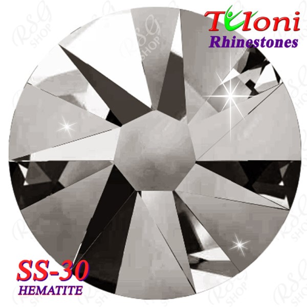 Rhinestones Tuloni SS30 col. Hematite 288 mod. Stile HotFix Flat Bac