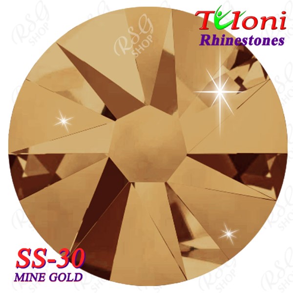 Rhinestones Tuloni SS30 col. Mine Gold 288 mod. Stile HotFix Flat Bac