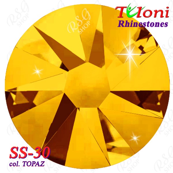 Strass Tuloni SS30 col. Topaz 288 mod. Stile HotFix Flat Back