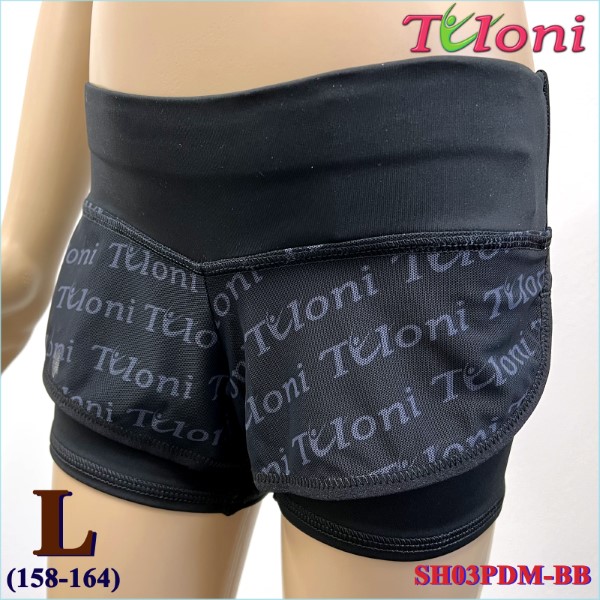 Doppelte Kurzhose Tuloni Netz SH03 Gr. L (158-164) Black SH03PDM-BBL