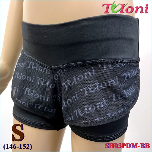 Doppelte Kurzhose Tuloni Netz SH03 Gr. S (146-152) Black SH03PDM-BBS
