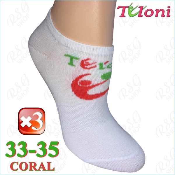 3 x Носки Tuloni Logo s. 3 (33-35) col. White-Coral Art. T0973-3C3