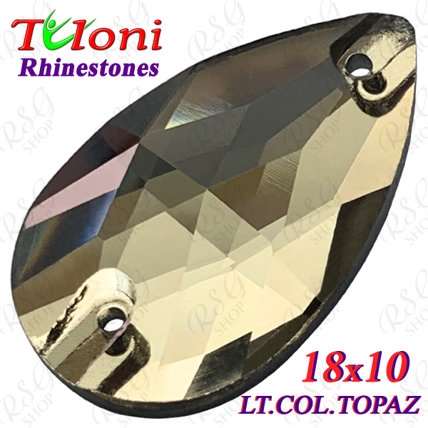 Rhinestones Tuloni 10 pcs Lt. Colorado Topaz 18x10 Pear Sew-On Flat Back